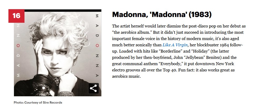 Madonna_Rolling Stone_Best debut album